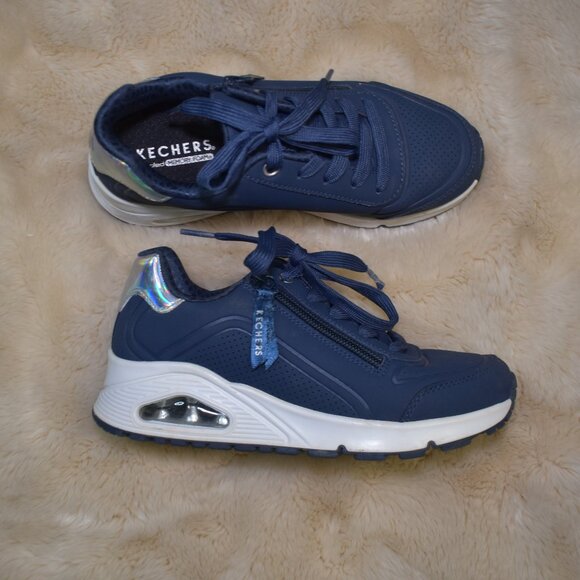 Skechers Uno Gen1 Zip & Stride Girls Sneakers Size 2 Navy Blue - Picture 1 of 13
